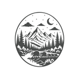 Die Cut Vinyl Decal - Racoon Family Forest Night Walk