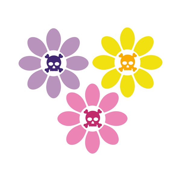 Die Cut Vinyl Punk Style Skull Flower Decal Stickers - Waterproof Vinyl Decals