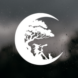 Die Cut Vinyl Moon With Stargazing Witch Decal