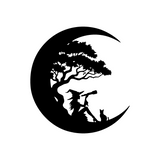 Die Cut Vinyl Moon With Stargazing Witch Decal