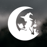 Die Cut Vinyl Witch Reading In The Moon Decal