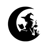 Die Cut Vinyl Witch Reading In The Moon Decal