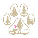 Die Cut Vinyl Decal Of A Dog Paw With Outdoor Scene