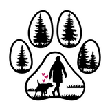 Die Cut Vinyl Decal Of A Dog Paw With Outdoor Scene