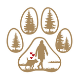 Die Cut Vinyl Decal Of A Dog Paw With Outdoor Scene