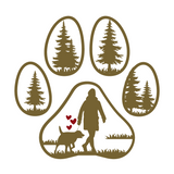 Die Cut Vinyl Decal Of A Dog Paw With Outdoor Scene