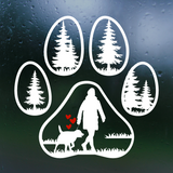 Die Cut Vinyl Decal Of A Dog Paw With Outdoor Scene