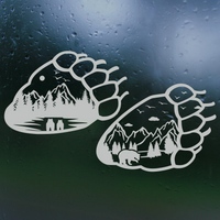 Die Cut Vinyl Bear Paw Outdoor Scene Decal - Vehicle Decal, Camper Decal, Window Decal