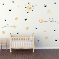 Die Cut Vinyl Buzzing B Themed Nursery Wall Decal Set