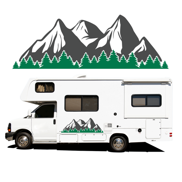 Large Die Cut Vinyl Mountain And Treeline Scene Decal