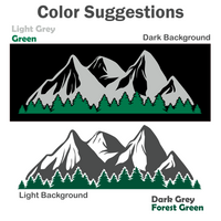 Large Die Cut Vinyl Mountain And Treeline Scene Decal