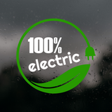 Die Cut Vinyl 100% Electric Leaf - Car Decal