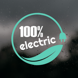 Die Cut Vinyl 100% Electric Leaf - Car Decal