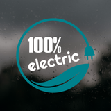 Die Cut Vinyl 100% Electric Leaf - Car Decal