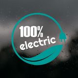 Die Cut Vinyl 100% Electric Leaf - Car Decal