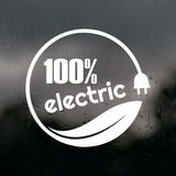 Die Cut Vinyl 100% Electric Leaf - Car Decal