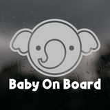 Die Cut Vinyl Elephant Baby On Board Car Sticker Decal