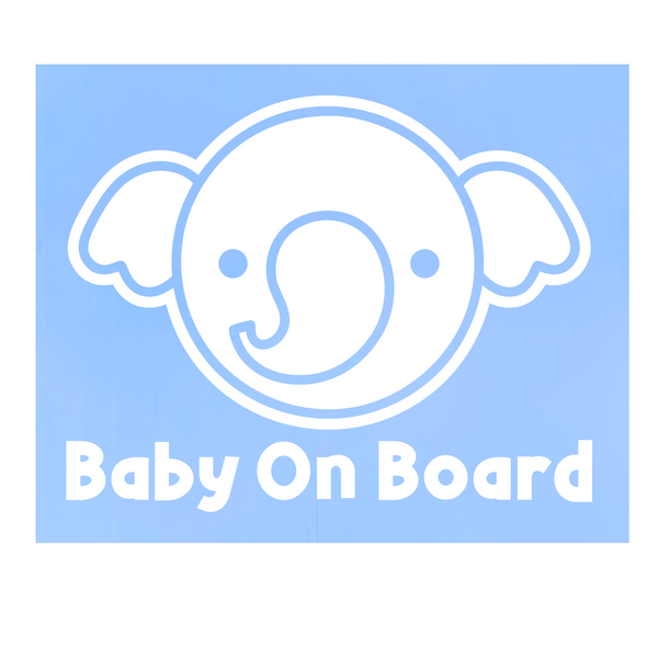 Die Cut Vinyl Elephant Baby On Board Car Sticker Decal