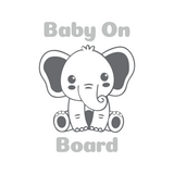 Die Cut Vinyl Elephant Baby On Board Decal - Waterproof Vehicle / Window Decal