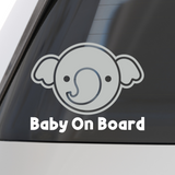 Die Cut Vinyl Elephant Baby On Board Car Sticker Decal
