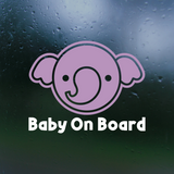 baby on board decal, baby on board decals, baby on board sticker, dye cut vinyl baby on board decal, get decaled, vinyl stickers, dye cut vinyl baby on board decal, decal shop, baby on board elephant decal