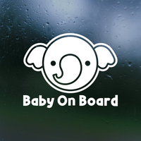 baby on board decal, baby on board decals, baby on board sticker, dye cut vinyl baby on board decal, get decaled, vinyl stickers, dye cut vinyl baby on board decal, decal shop, baby on board elephant decal