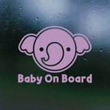 baby on board decal, baby on board decals, baby on board sticker, dye cut vinyl baby on board decal, get decaled, vinyl stickers, dye cut vinyl baby on board decal, decal shop, baby on board elephant decal