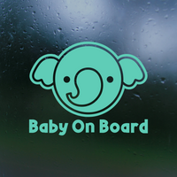 Die Cut Vinyl Elephant Baby On Board Car Sticker Decal