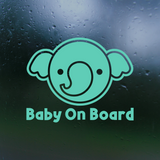 Dye Cut Vinyl Elephant Baby On Board Car Sticker Decal
