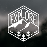 Explore Mountain Scene Decal for Car, Truck, RV, Camper, Windows & More