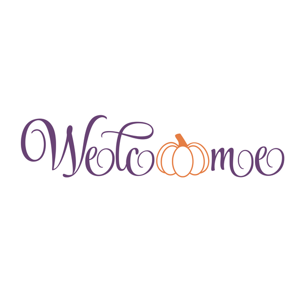 Autumn Themed Welcome Sign Decal With Pumpkin - Waterproof Die Cut Vinyl Decal