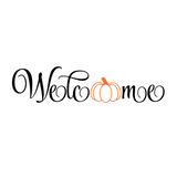 Autumn Themed Welcome Sign Decal With Pumpkin - Waterproof Die Cut Vinyl Decal