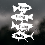 Die Cut Vinyl 'Here Fishy Fishy Fishy' Salmon Silhouette Decal