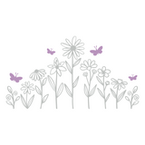 Illustration of flowers and butterflies on a white background