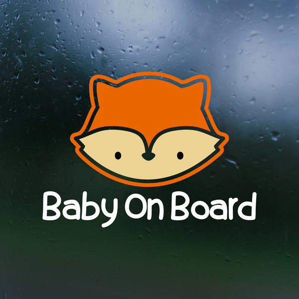 baby on board, baby on board sign, baby on board decal, baby on board vinyl decal, vinyl sticker decals, vinyl baby on board sign, panda, panda baby on board, get decaled, decal shop, baby fox on board decal