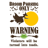 Funny Halloween Sign Broom Parking Only Sign Decal - Waterproof Die Cut Vinyl Decal