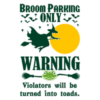 Funny Halloween Sign Broom Parking Only Sign Decal - Waterproof Die Cut Vinyl Decal