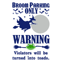 Funny Halloween Sign Broom Parking Only Sign Decal - Waterproof Die Cut Vinyl Decal