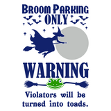 Funny Halloween Sign Broom Parking Only Sign Decal - Waterproof Die Cut Vinyl Decal