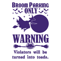 Funny Halloween Sign Broom Parking Only Sign Decal - Waterproof Die Cut Vinyl Decal