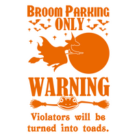 Funny Halloween Sign Broom Parking Only Sign Decal - Waterproof Die Cut Vinyl Decal