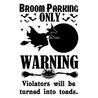 Funny Halloween Sign Broom Parking Only Sign Decal - Waterproof Die Cut Vinyl Decal
