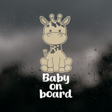 Die Cut Vinyl Cute Giraffe Baby On Board Car Decal