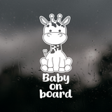 Die Cut Vinyl Cute Giraffe Baby On Board Car Decal