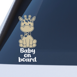 Die Cut Vinyl Cute Giraffe Baby On Board Car Decal