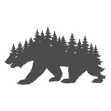 Die-Cut Vinyl Grizzly Forest Silhouette Decal - Get Decaled