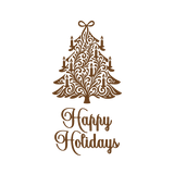 Die Cut Vinyl Decal - Victorian Tree Happy Holiday Decal