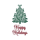 Die Cut Vinyl Decal - Victorian Tree Happy Holiday Decal