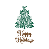 Die Cut Vinyl Decal - Victorian Tree Happy Holiday Decal
