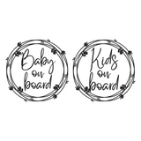 Die Cut Vinyl Baby / Kids On Board Boho Wreath Style Decal - Vehicle / Window Decal - Get Decaled